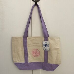 Trader Joe’s Reusable Tote Bag - Canvas & Lavender - NWT
